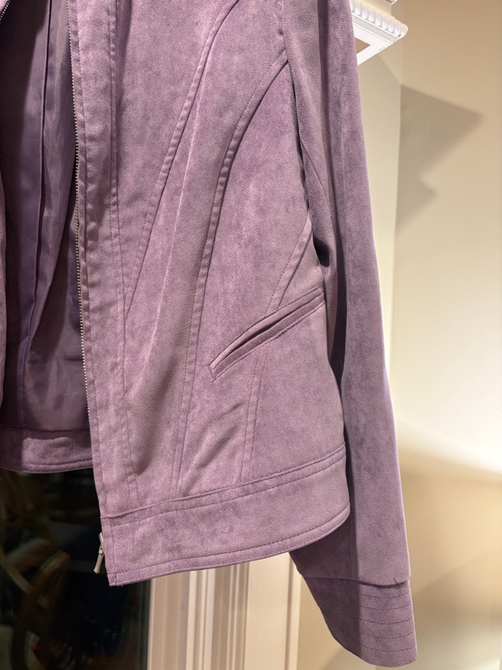 Tribal Faux suede lavender Women's Moto Jacket Size 14 - Picture 3 of 7